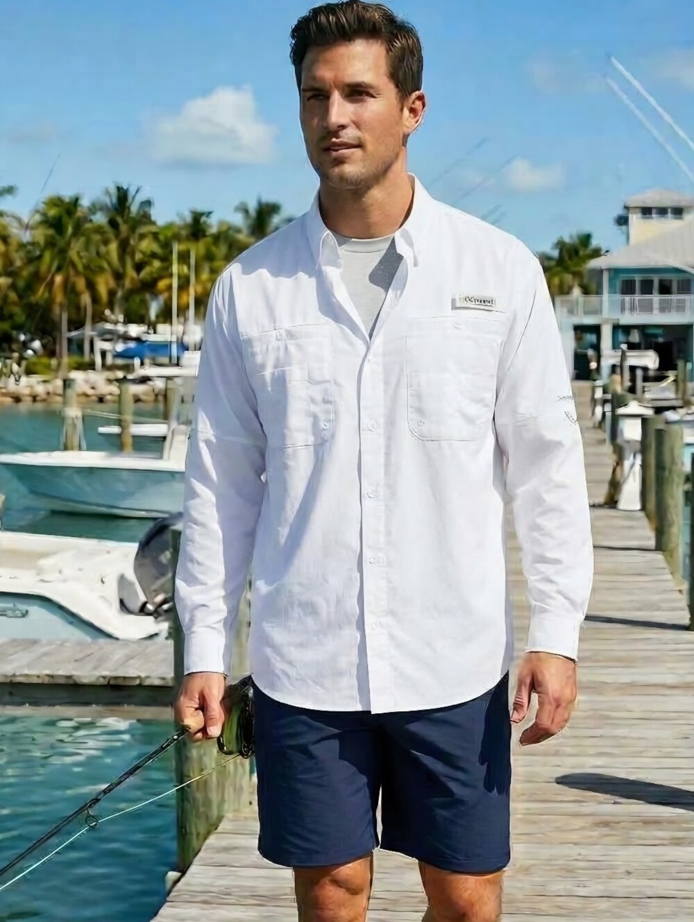 Columbia PFG Tamiami Long Sleeve Fishing Shirt White Mens Large Vented Back